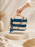 Sac crochet artisanal bicolore – Élégance naturelle & style unique